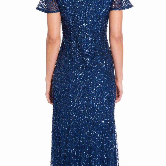 Sequin Mermaid Dress with Sheer Flutter Sleeves - Picture 3 of 3